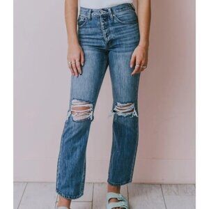 KanCan Dixon 90s Boyfriend Ultra High Rise Distressed Blue Jeans Size 15 31 New‎
